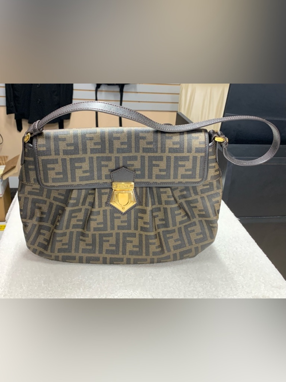 Fendi FF Zucca Coated Canvas Shoulder Bag
